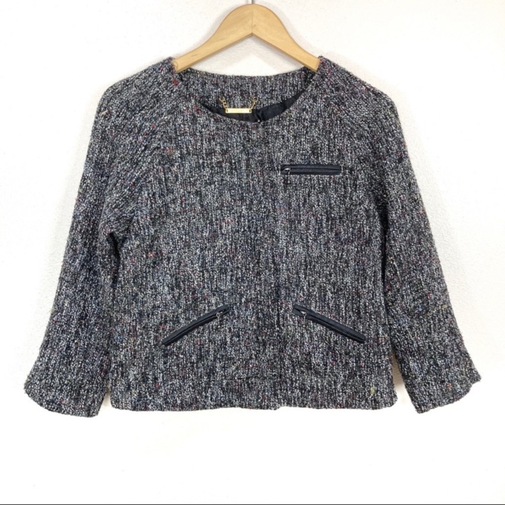 Sanctuary Knit Boucle 3/4 Sleeve Lined Jacket Coat Women’s Sz Medium